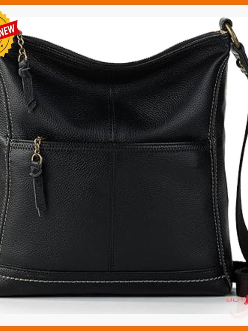 Leather Crossbody Bag with Zipper Pockets Adjustable Strap Hobo Purse